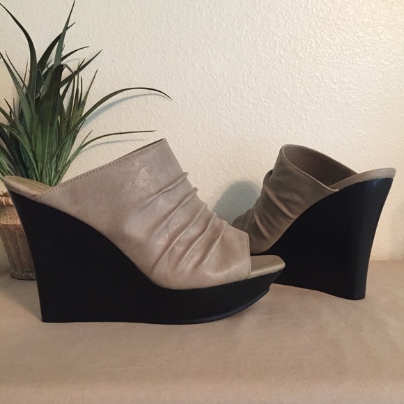 black wedge mules